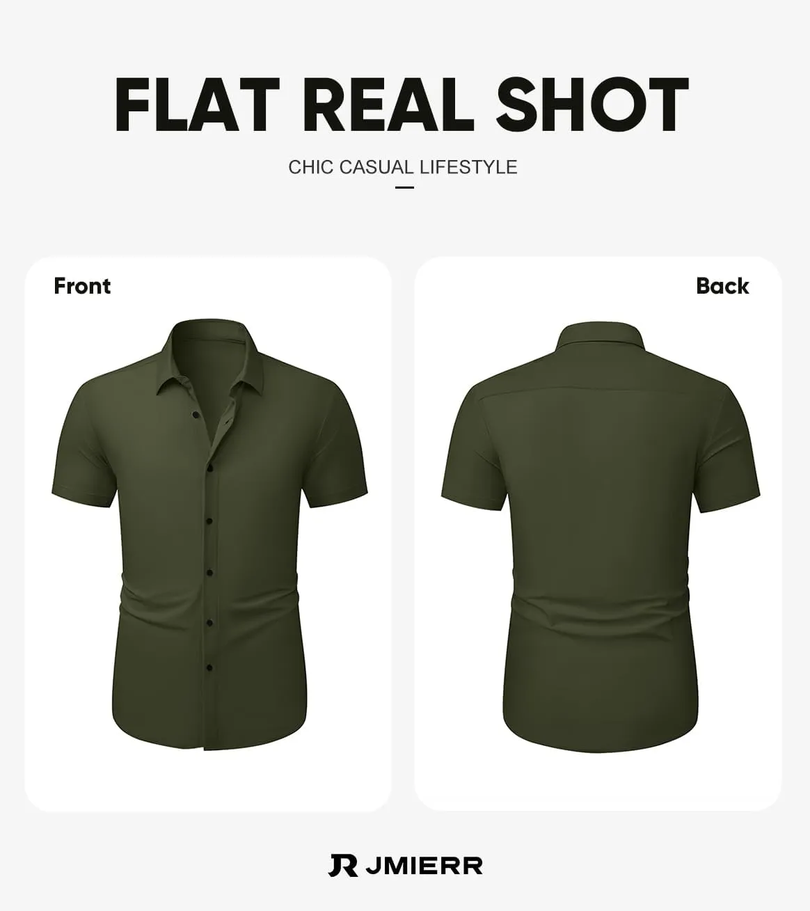 JMIERR Men's Muscle Fit Dress Shirts Summer Casual Button Down Short Sleeve High Stretch Wrinkle-Free Shirt
