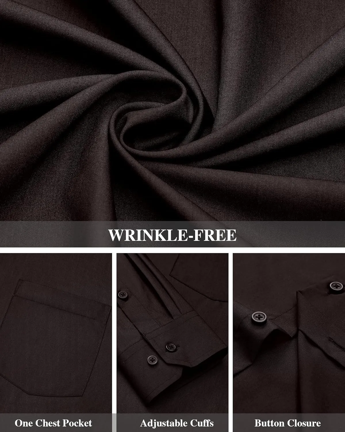 J.VER Men's Dress Shirts Wrinkle Free Long Sleeve Formal Shirt Solid Business Casual Button Down Shirts for Wedding Prom