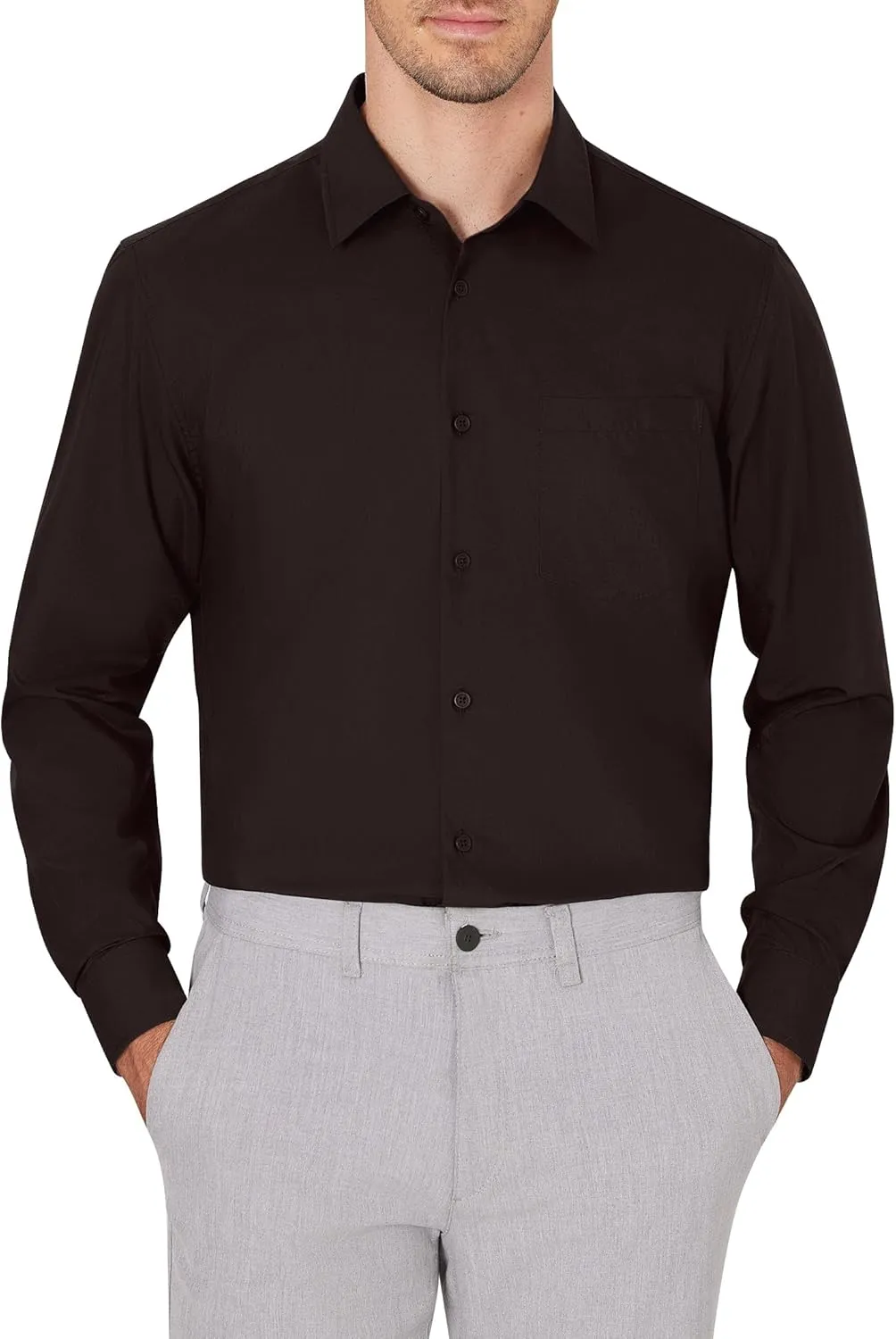 J.VER Men's Dress Shirts Wrinkle Free Long Sleeve Formal Shirt Solid Business Casual Button Down Shirts for Wedding Prom