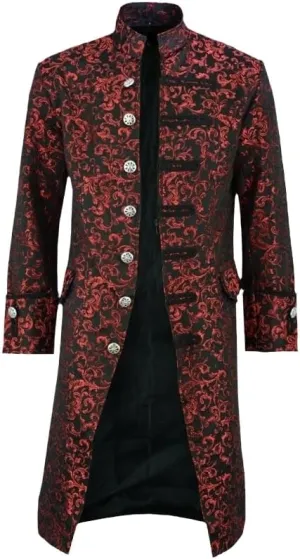 JYHBHMZG Men Coat Jacquard Trench Coat Men Vintage Medieval Gothic Mens Long Coat Halloween Prince Trench Coats Men