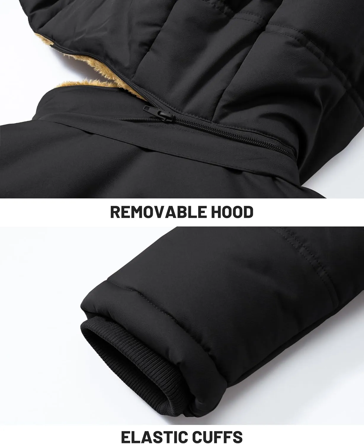 KEFITEVD Mens Winter Coats Fleece Lined Winter Jackets for Men Windproof Water Resistant Parka Snow Ski Coat