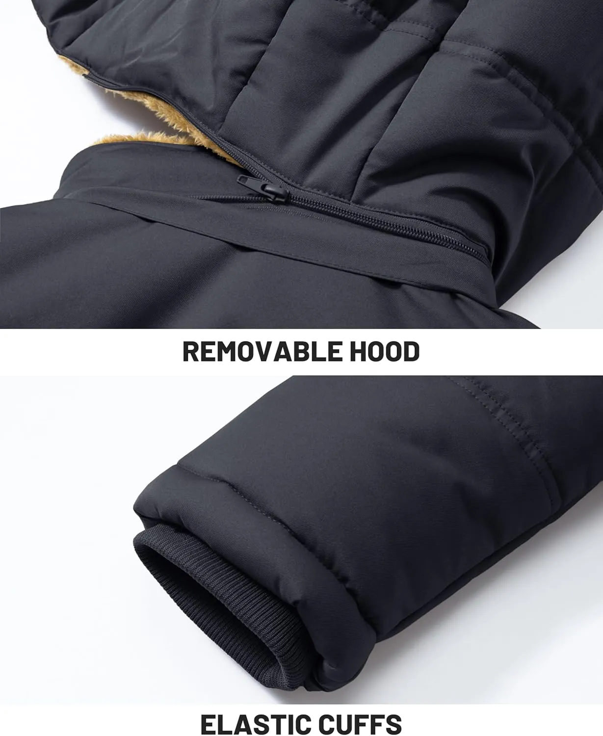 KEFITEVD Mens Winter Coats Fleece Lined Winter Jackets for Men Windproof Water Resistant Parka Snow Ski Coat