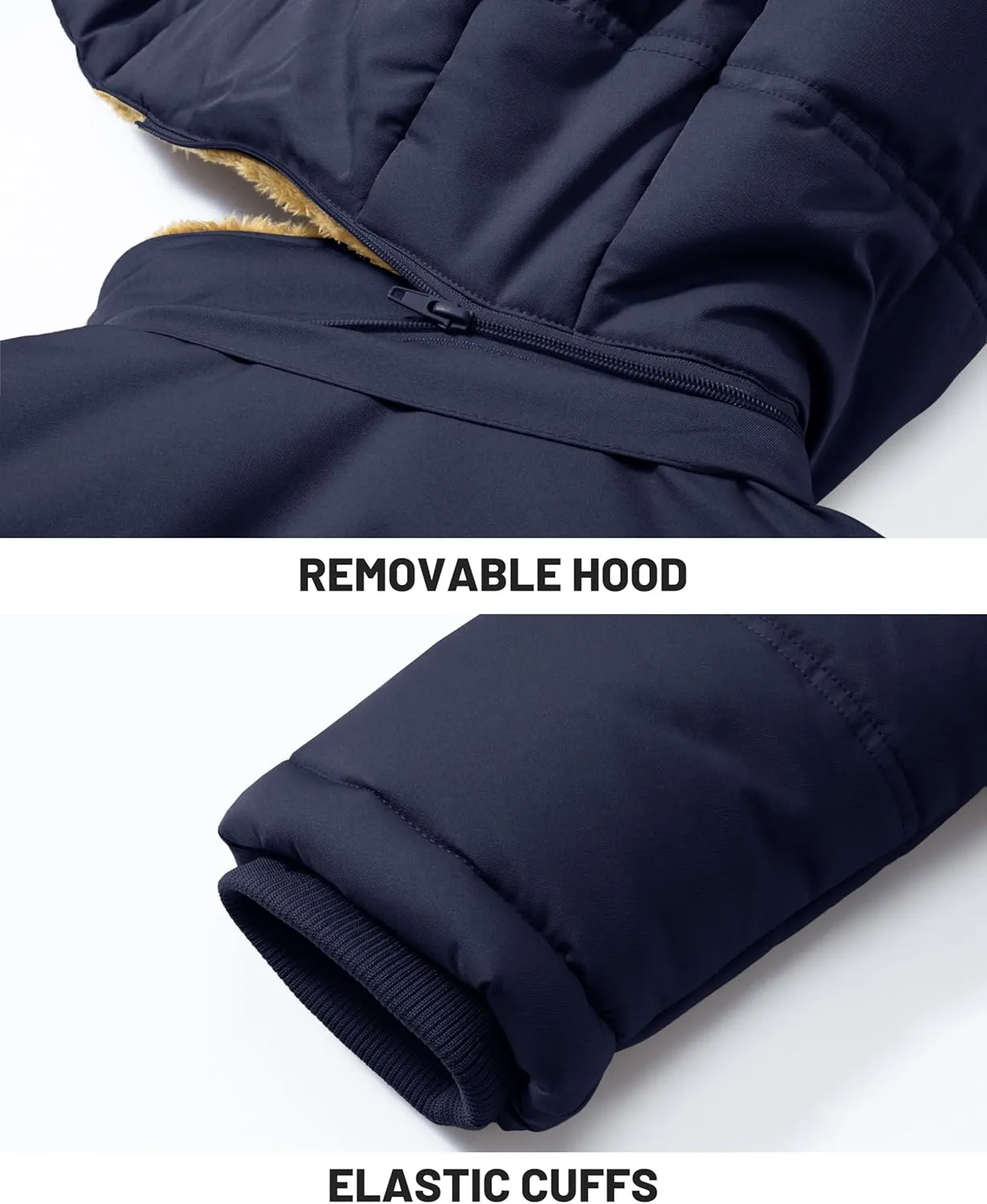 KEFITEVD Mens Winter Coats Fleece Lined Winter Jackets for Men Windproof Water Resistant Parka Snow Ski Coat