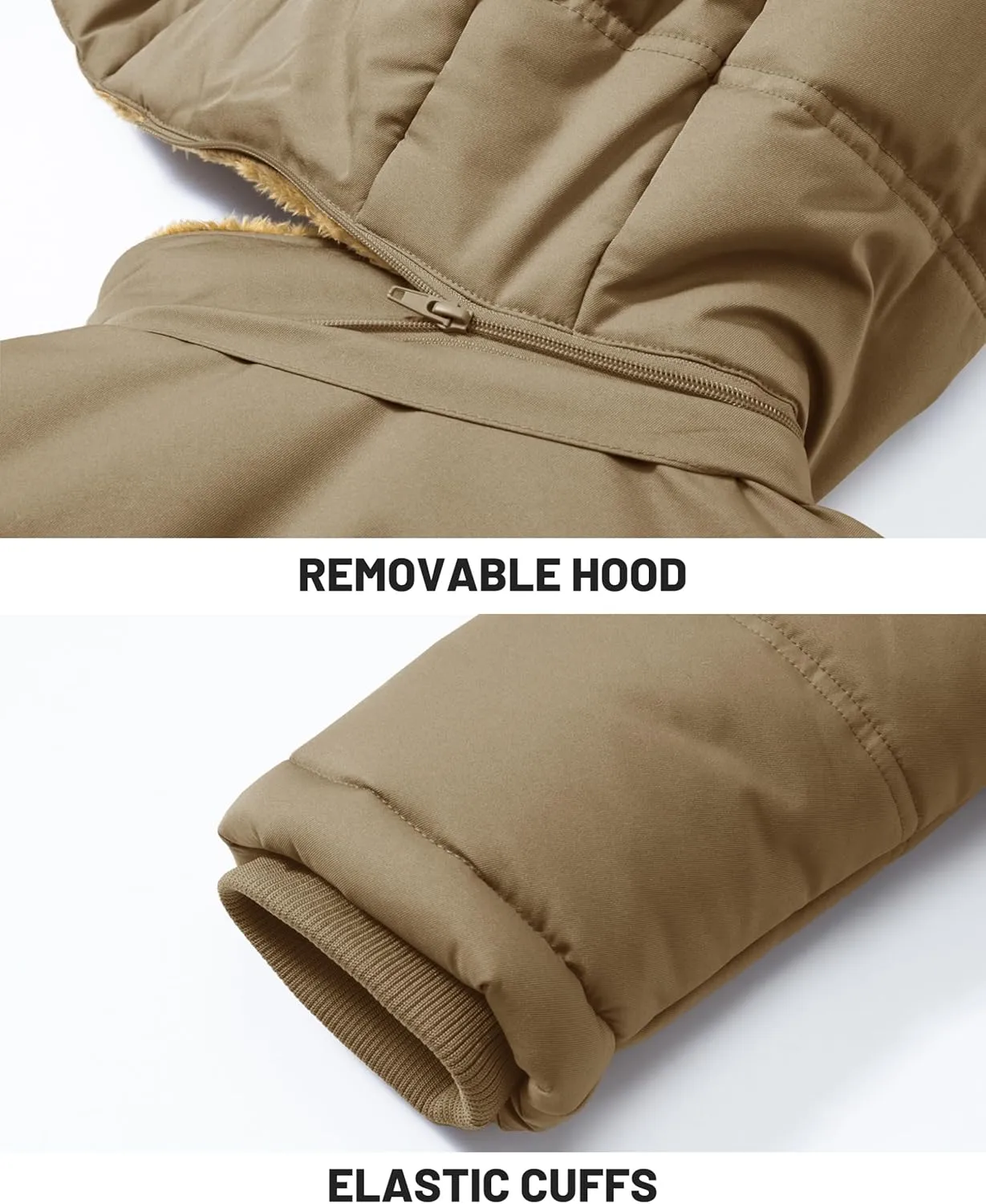 KEFITEVD Mens Winter Coats Fleece Lined Winter Jackets for Men Windproof Water Resistant Parka Snow Ski Coat
