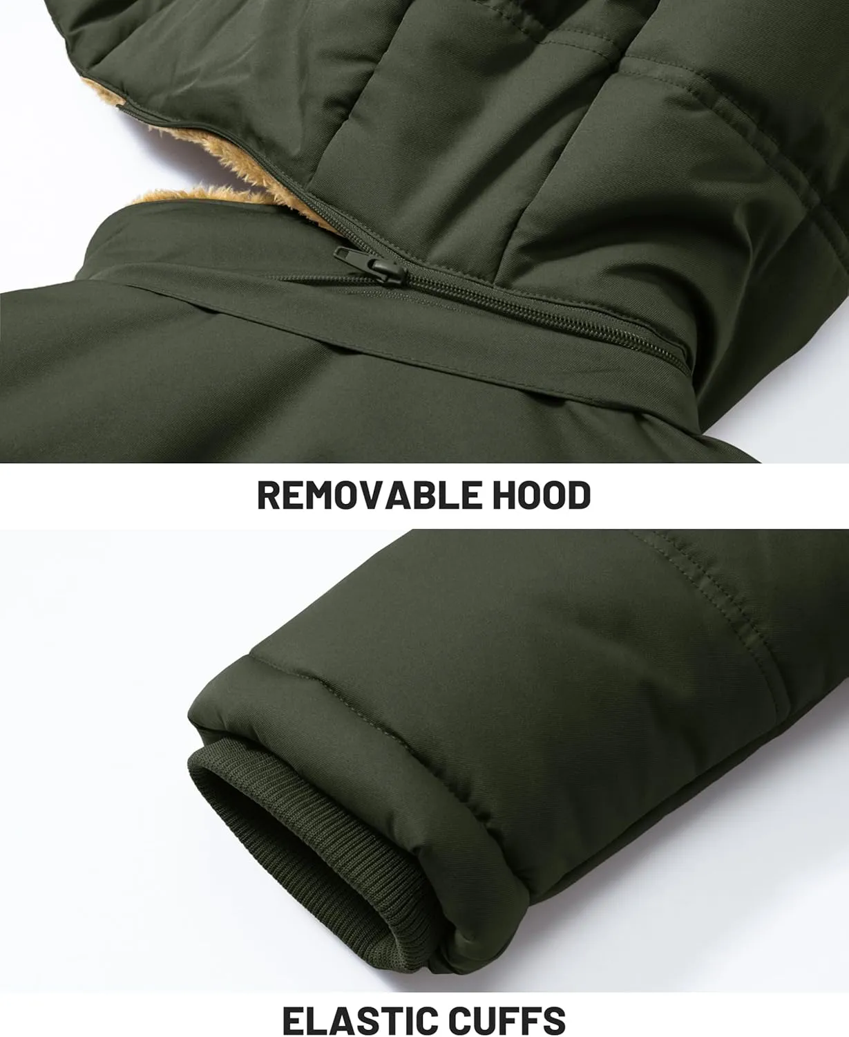 KEFITEVD Mens Winter Coats Fleece Lined Winter Jackets for Men Windproof Water Resistant Parka Snow Ski Coat