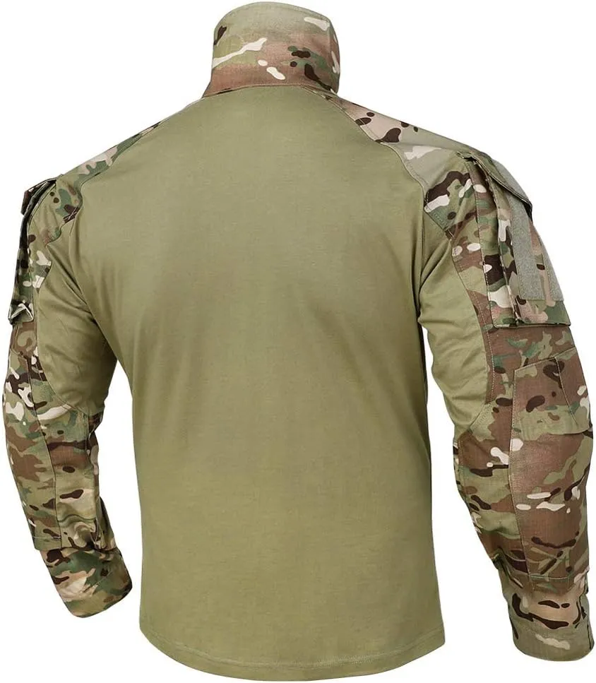 KRYDEX Tactical Men's Combat Shirt Rapid Assault Long Sleeve Shirt with Elbow Pads