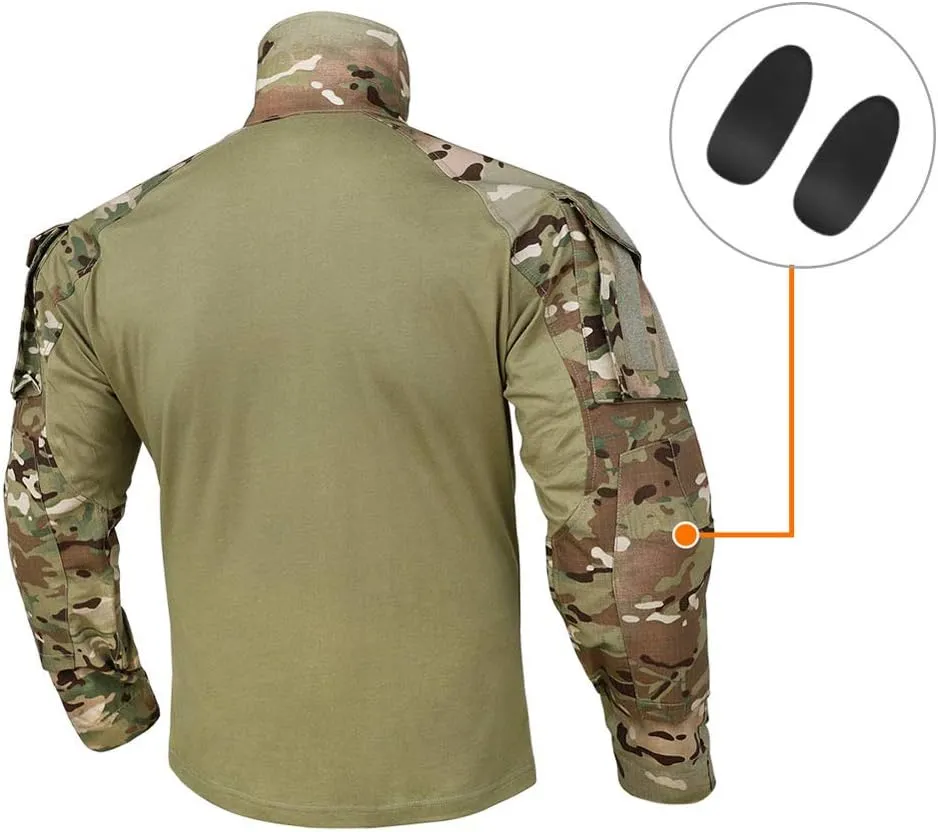 KRYDEX Tactical Men's Combat Shirt Rapid Assault Long Sleeve Shirt with Elbow Pads