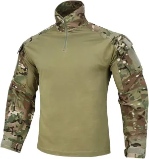 KRYDEX Tactical Men's Combat Shirt Rapid Assault Long Sleeve Shirt with Elbow Pads