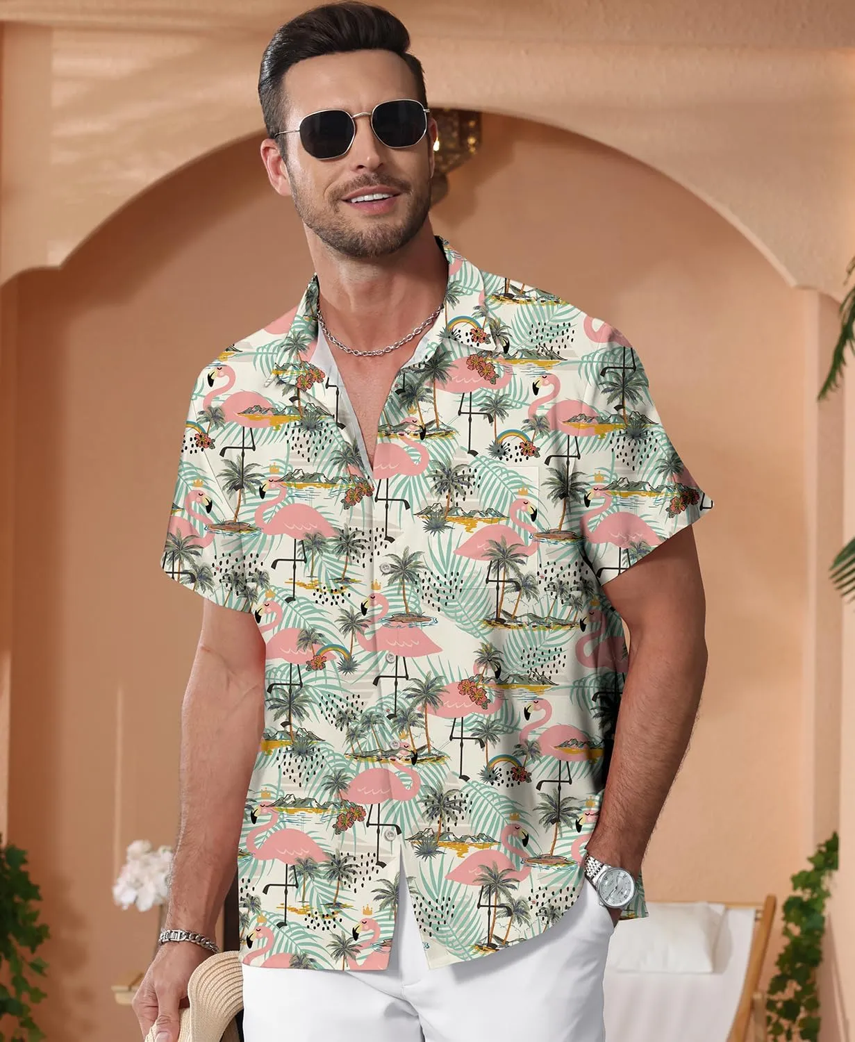 KYKU Hawaiian Shirt for Men: Beach Vacation Summer Short Sleeve Button Down Mens Shirts Casual Stylish
