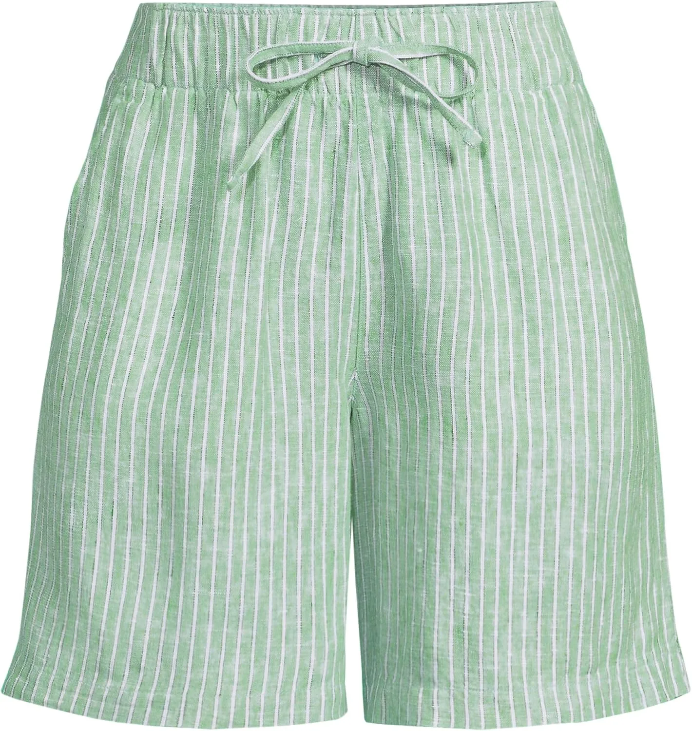 Lands' End Women's Linen High Rise Pull On 7" Shorts