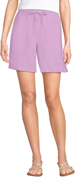 Lands' End Women's Linen High Rise Pull On 7" Shorts