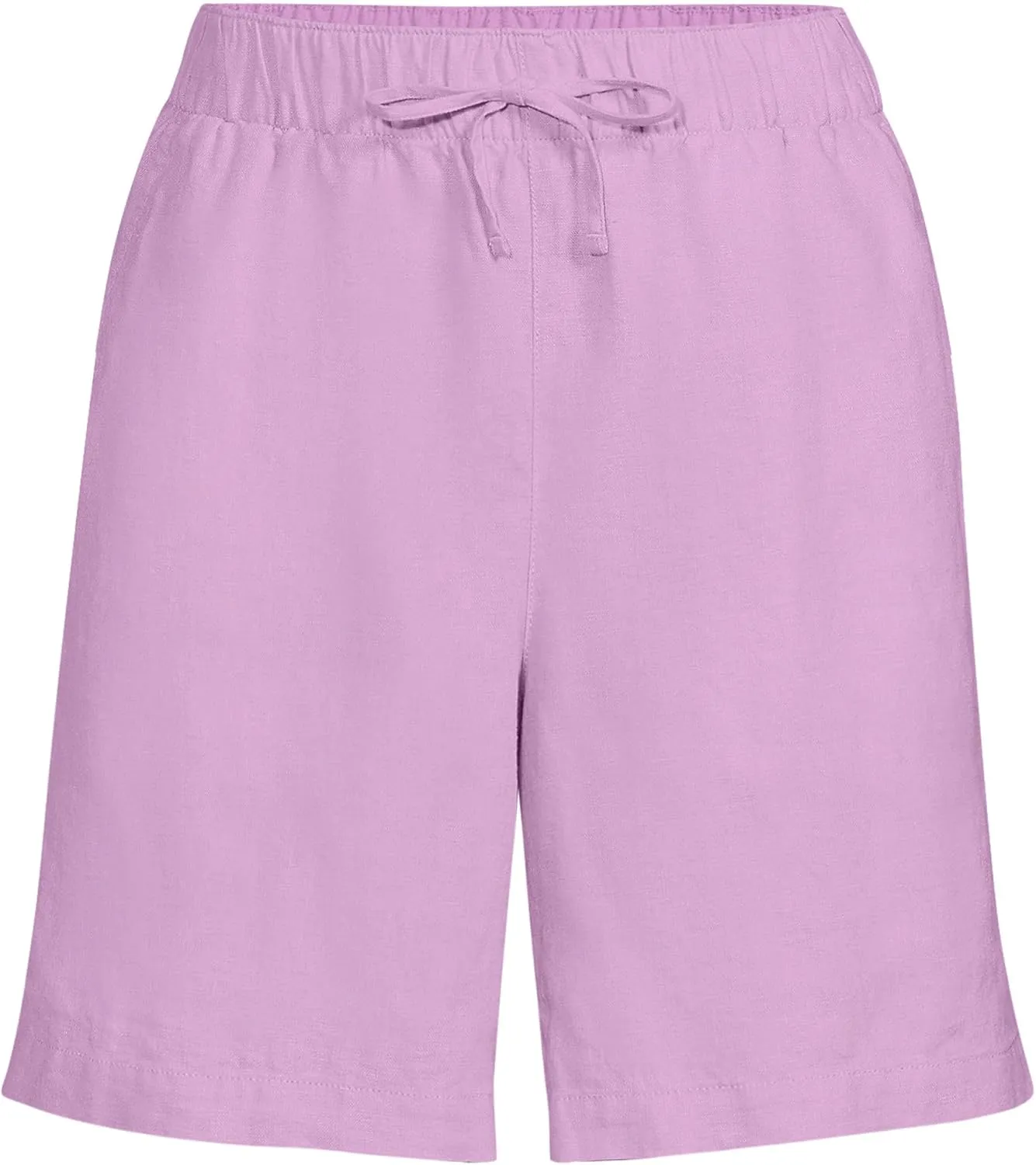 Lands' End Women's Linen High Rise Pull On 7" Shorts