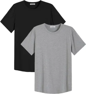 Latuza Men's Bamboo Viscose Cooling T-Shirt Crew Neck Tee Shirt 2 Pack