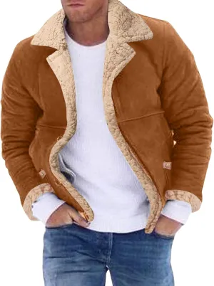 LCMTWX Men's Thicken Warm Winter Coat Solid Color Jacket Leather Windbreaker Long Sleeve Coats Warm Long Winter Jackets