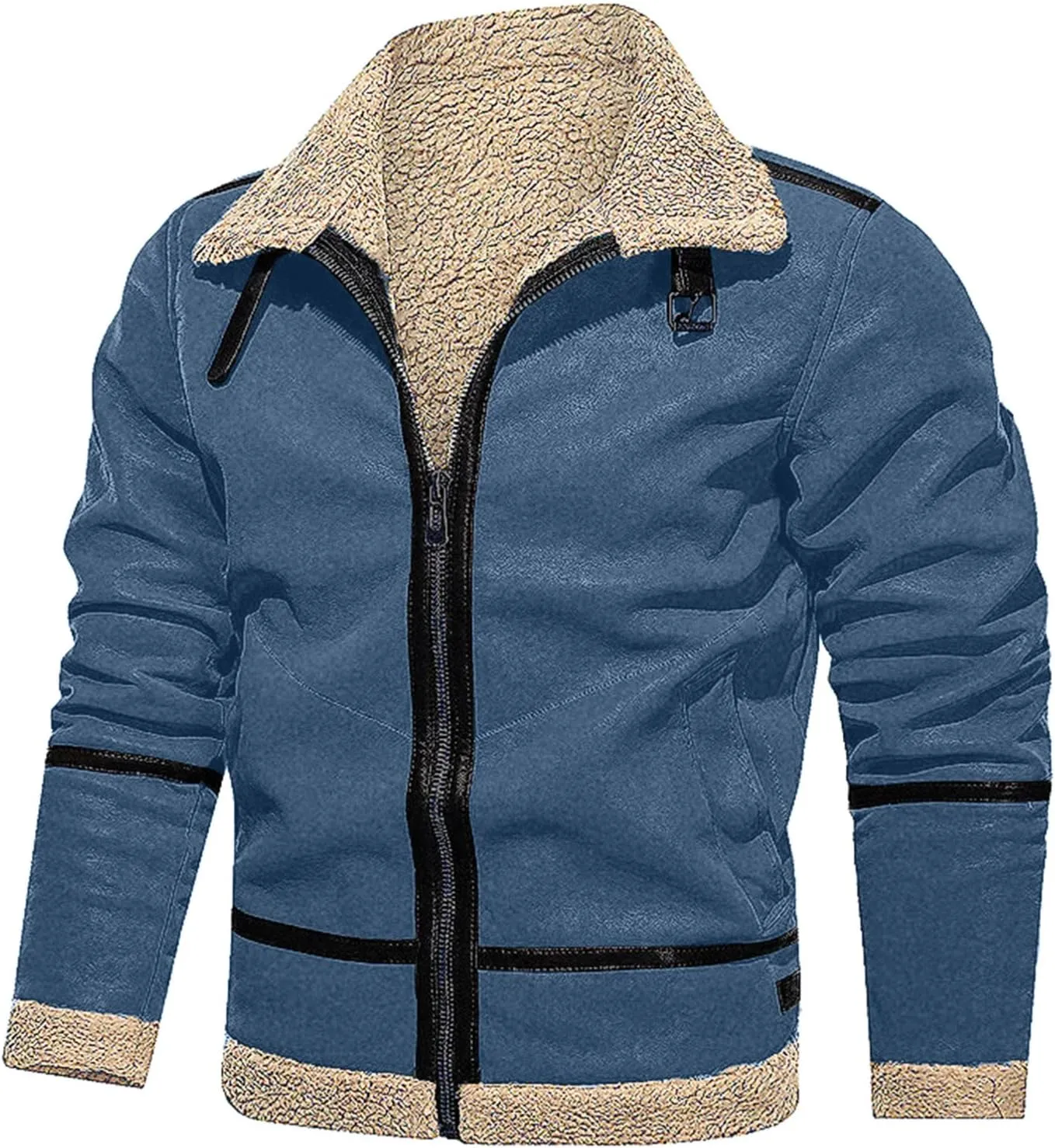 LCMTWX Men's Winter Thickened Warm Coats Solid Color Lapel Long Sleeve Coat Cardigan Plush Long Coat Mens Winter Coats