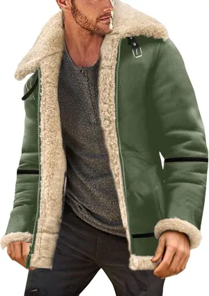 LCMTWX Men's Winter Thickened Warm Coats Solid Color Lapel Long Sleeve Coat Cardigan Plush Long Coat Mens Winter Coats