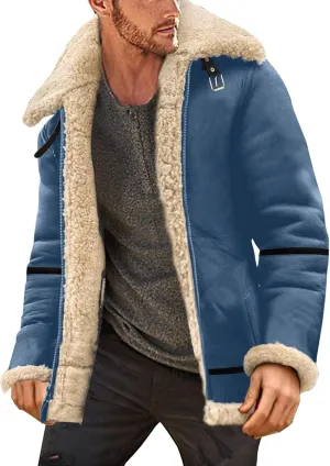 LCMTWX Men's Winter Thickened Warm Coats Solid Color Lapel Long Sleeve Coat Cardigan Plush Long Coat Mens Winter Coats