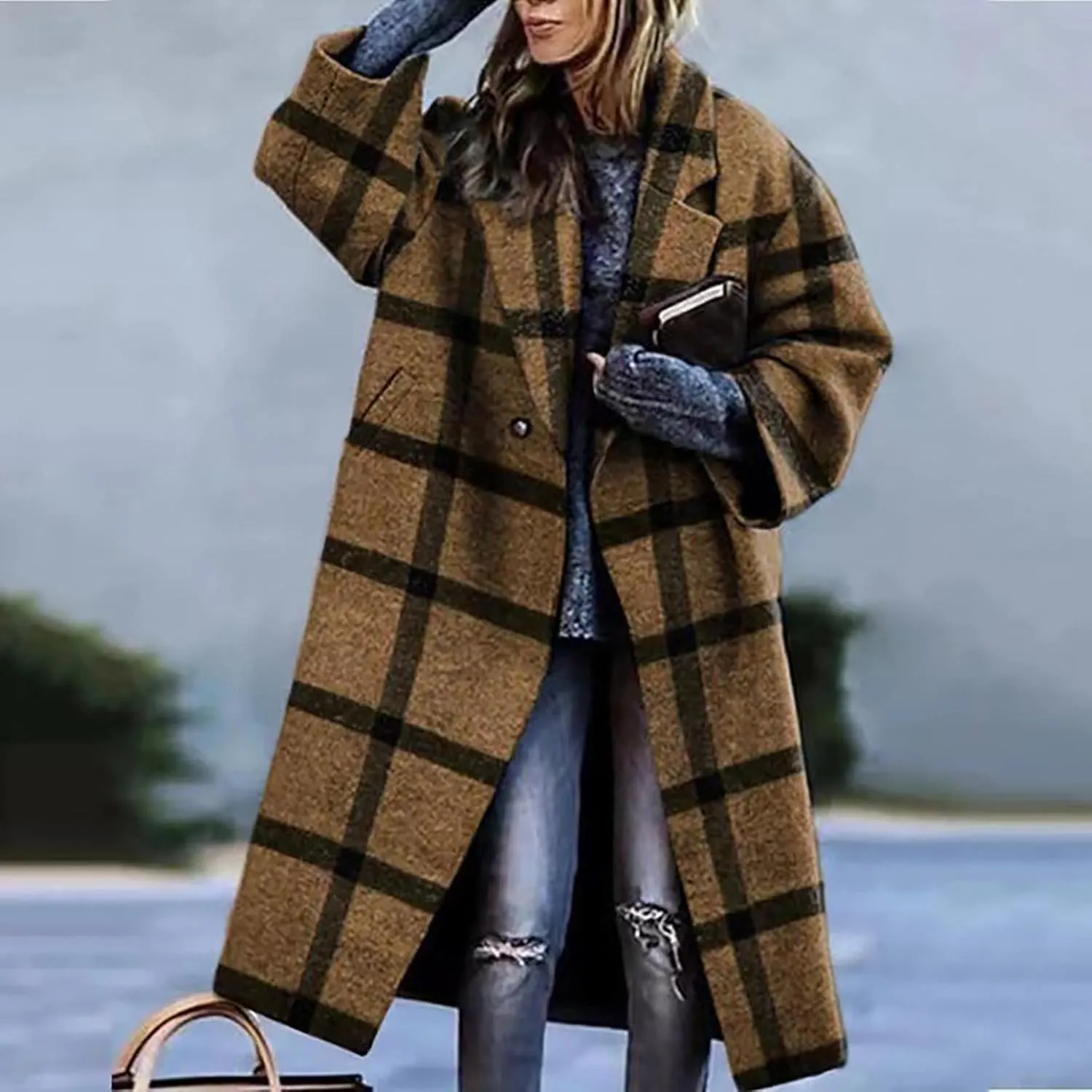 LCMTWX Winter Coats for Women Winter Office Sleeveless Button Woolen Jacket Coat Long Coats for Women Dressy Winter Coat