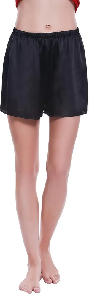 LEPTON 19mm 100% Premuim Mulberry Silk Shorts- Womens Pajama Shorts- Soft Sleepwear Lounge Shorts- Sleeping Shorts for Women