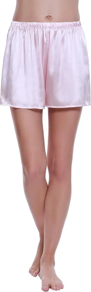 LEPTON 19mm 100% Premuim Mulberry Silk Shorts- Womens Pajama Shorts- Soft Sleepwear Lounge Shorts- Sleeping Shorts for Women