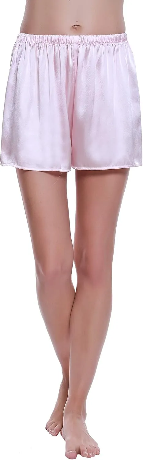 LEPTON 19mm 100% Premuim Mulberry Silk Shorts- Womens Pajama Shorts- Soft Sleepwear Lounge Shorts- Sleeping Shorts for Women