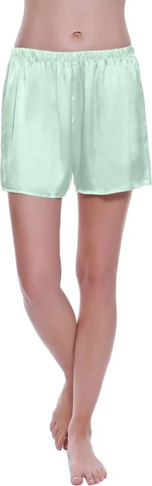 LEPTON 19mm 100% Premuim Mulberry Silk Shorts- Womens Pajama Shorts- Soft Sleepwear Lounge Shorts- Sleeping Shorts for Women