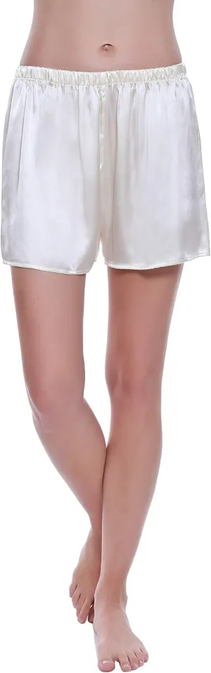 LEPTON 19mm 100% Premuim Mulberry Silk Shorts- Womens Pajama Shorts- Soft Sleepwear Lounge Shorts- Sleeping Shorts for Women