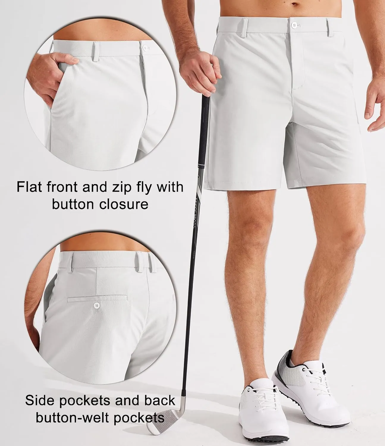 Libin Golf Shorts Men Dress Shorts Casual Work Flat Front Shorts 7" 9" Stretch Lightweight