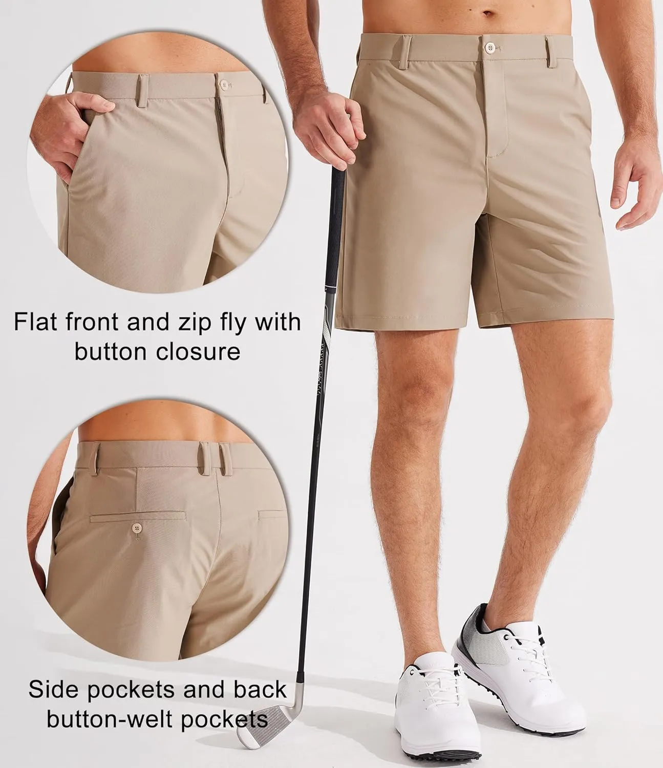 Libin Golf Shorts Men Dress Shorts Casual Work Flat Front Shorts 7" 9" Stretch Lightweight