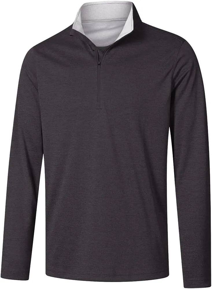 Long Sleeve Golf Shirt Men 1/4 Zip Pullover Mens Long Sleeve Sun Protection Shirts UPF 50 Lightweight Athletic Pullover