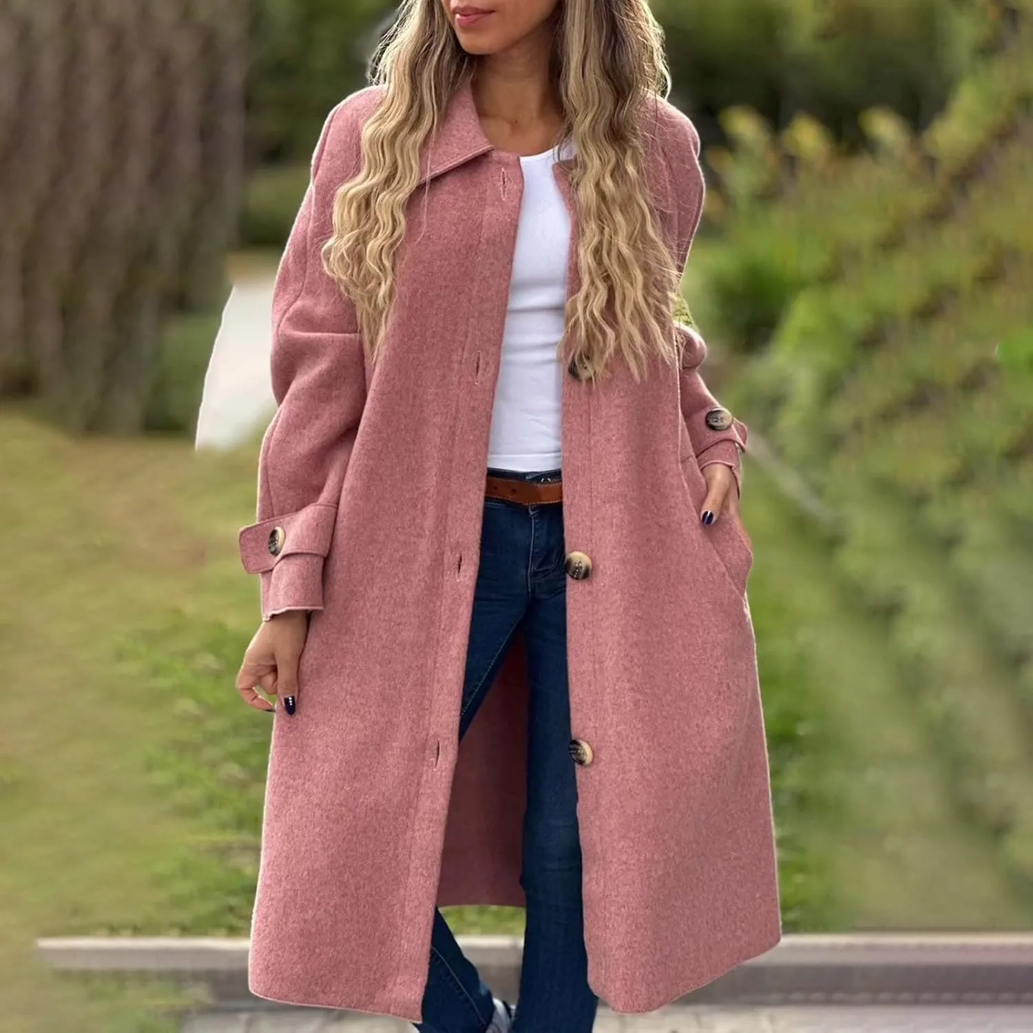 Long Trench Coat for Women Fuzzy Jacket Loose Fitting Warm Winter Outwear Fashion Cropped Trench Coat for Women 2024