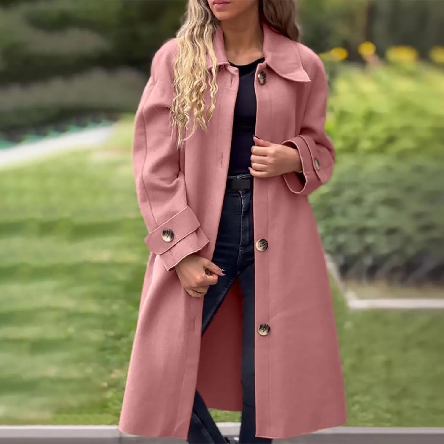 Long Trench Coat for Women Fuzzy Jacket Loose Fitting Warm Winter Outwear Fashion Cropped Trench Coat for Women 2024