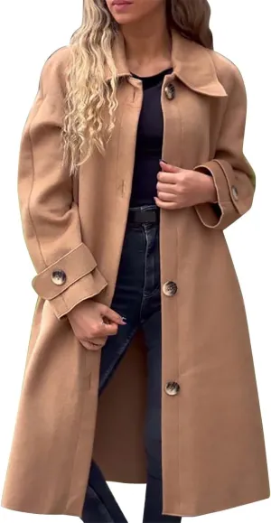 Long Trench Coat for Women Fuzzy Jacket Loose Fitting Warm Winter Outwear Fashion Cropped Trench Coat for Women 2024