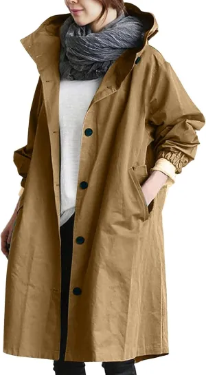 Long Winter Wool Coat for Women Solid Pocket Cardigan Button Top Sweater Knit Hooded Coat Winter Casual Notch Lapel