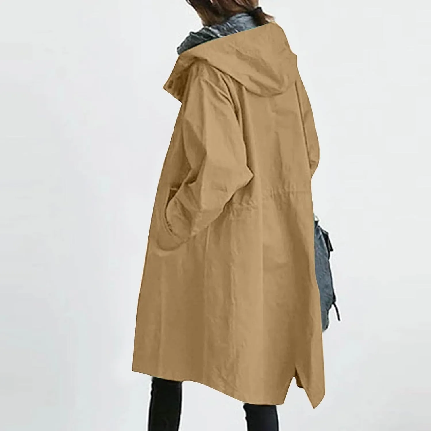 Long Winter Wool Coat for Women Solid Pocket Cardigan Button Top Sweater Knit Hooded Coat Winter Casual Notch Lapel