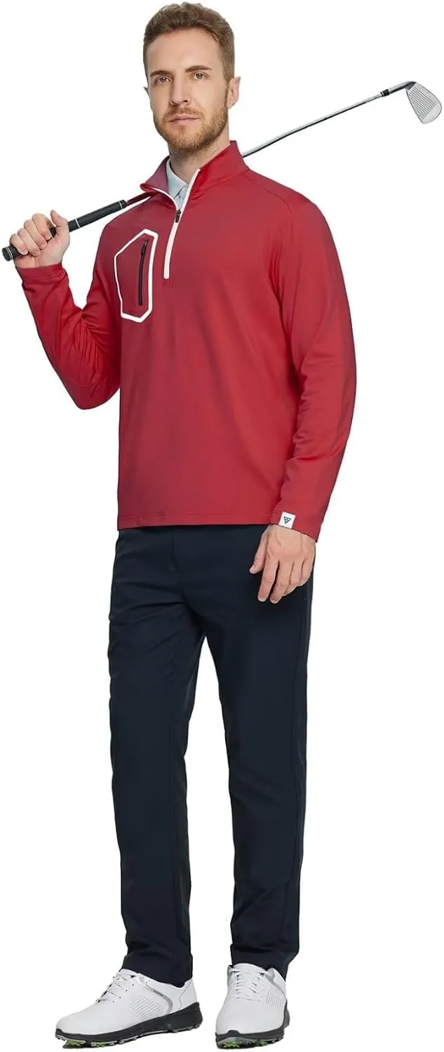 M MAELREG Quarter Zip Pullover Men Moisture Wicking Fleece lined Dry Fit Mock Neck Golf 1/4 Zip Pullover Mens Sweatshirt