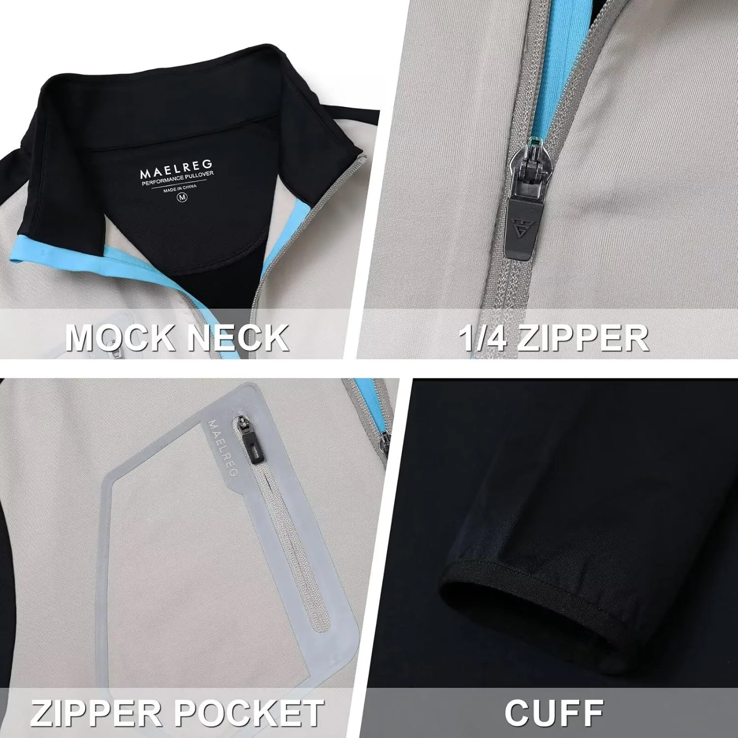 M MAELREG Quarter Zip Pullover Men Moisture Wicking Fleece lined Dry Fit Mock Neck Golf 1/4 Zip Pullover Mens Sweatshirt