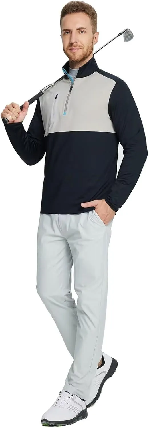 M MAELREG Quarter Zip Pullover Men Moisture Wicking Fleece lined Dry Fit Mock Neck Golf 1/4 Zip Pullover Mens Sweatshirt