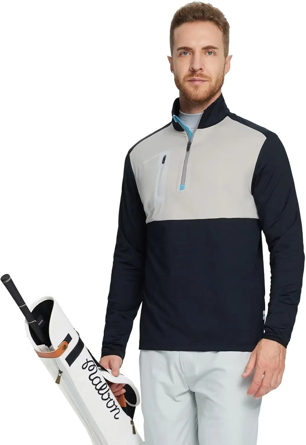 M MAELREG Quarter Zip Pullover Men Moisture Wicking Fleece lined Dry Fit Mock Neck Golf 1/4 Zip Pullover Mens Sweatshirt