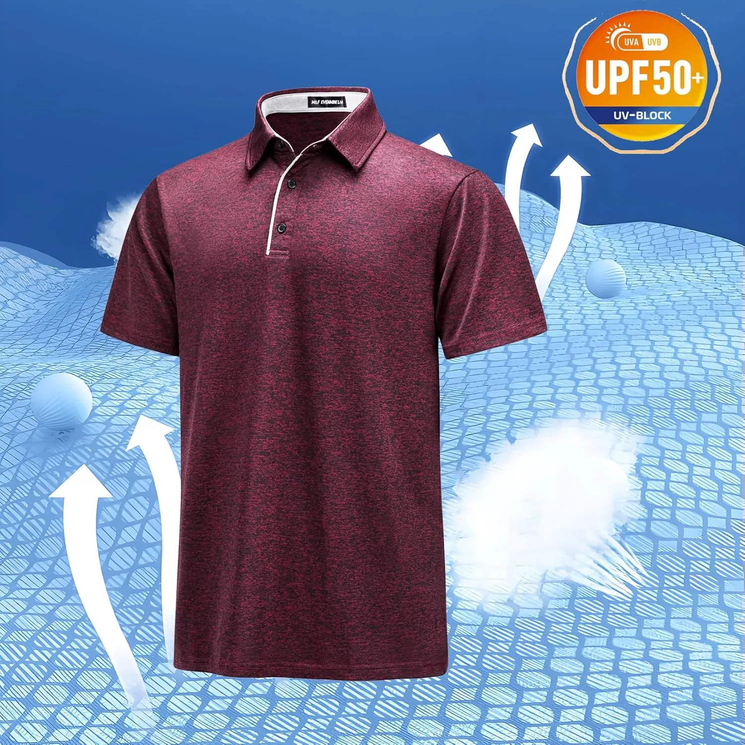 M&F EVENMINE Mens Polo Shirt Quick Dry Performance Short Sleeve Shirts Golf Shirt for Men