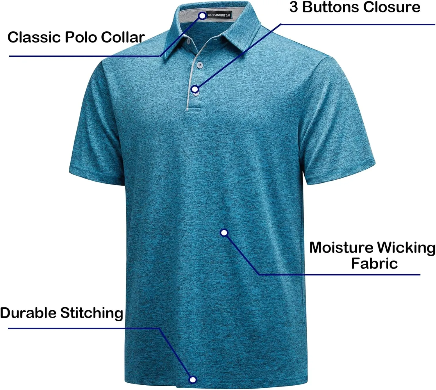 M&F EVENMINE Mens Polo Shirt Quick Dry Performance Short Sleeve Shirts Golf Shirt for Men