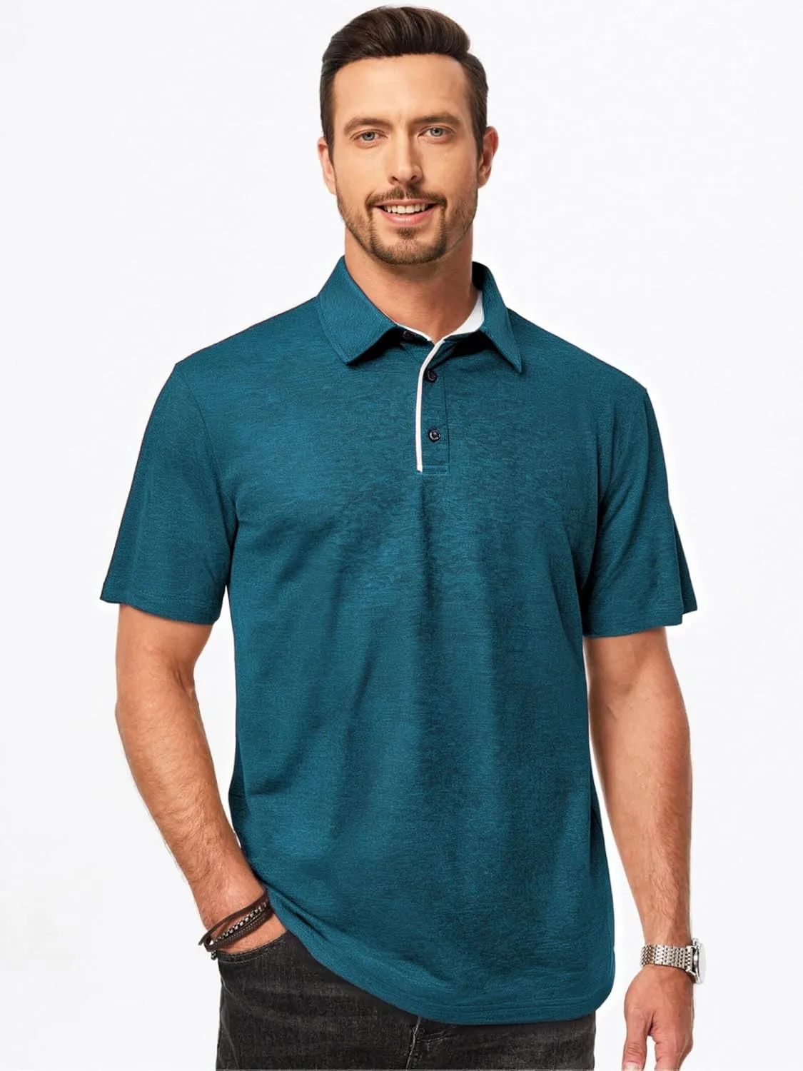 M&F EVENMINE Mens Polo Shirt Quick Dry Performance Short Sleeve Shirts Golf Shirt for Men