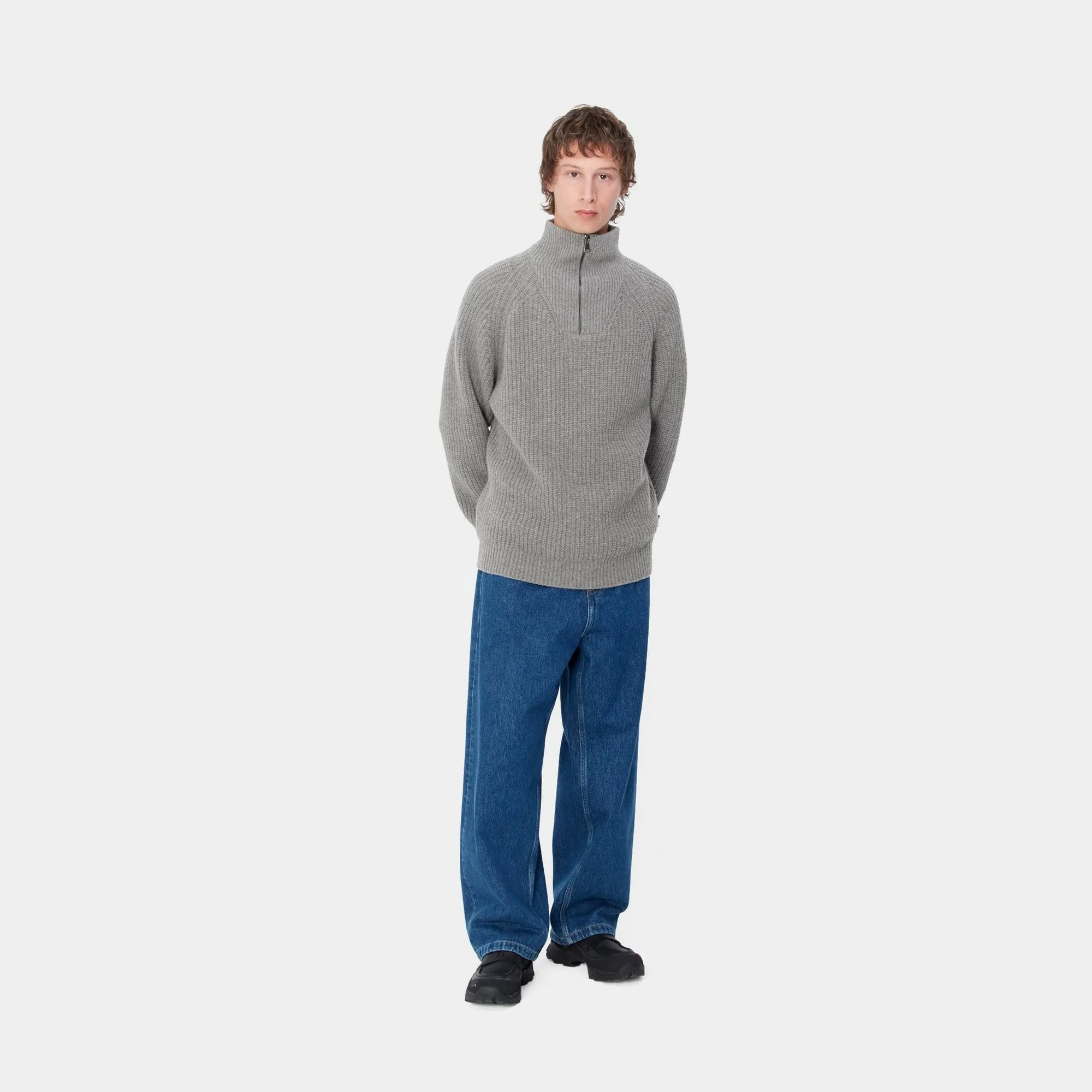Marlon Half Zip Sweater | Grey Heather