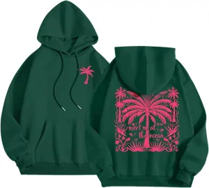 Meet Me at The Ocean Hoodies Sweatshirt for Women 2024 Oversized Y2k Hooded Shirt Trendy Beach Sweatshirs Tops