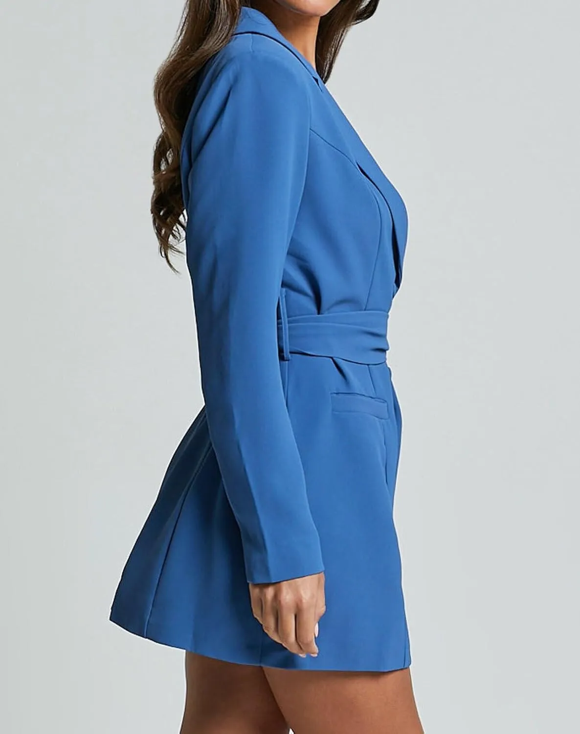 Melliflo Women Belted Blazer Set Formal Work Office Blazers Trench Coat Long Sleeve Double Breasted Blazer Dress with Belt