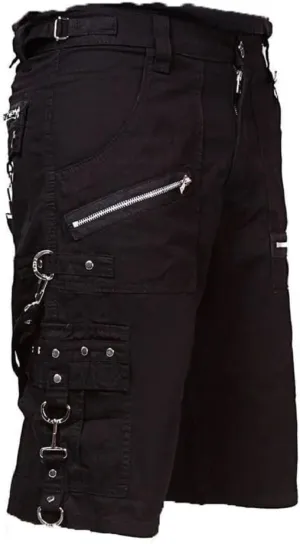 Men Black Punk Shorts Gothic Black Cotton Shorts Punk Emo Shorts with Zipper/USA