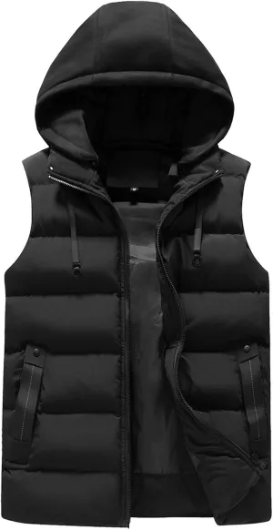 Men Women Autumn And Winter Fashion Casual Solid Zipper Hooded Sleeveless Cotton Padded Vest Top Features Wells