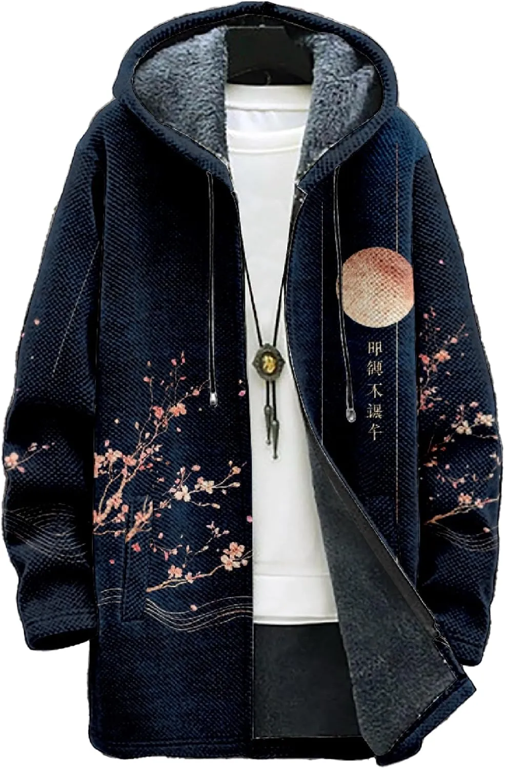 Mens Cardigan Sweater Graphic Long Cool Knitted Hoodies Zip Up with Pockets Fashion Coat Warm Fitted Jacket