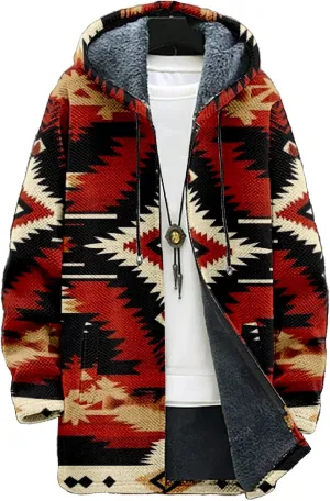 Mens Cardigan Sweater Graphic Long Cool Knitted Hoodies Zip Up with Pockets Fashion Coat Warm Fitted Jacket