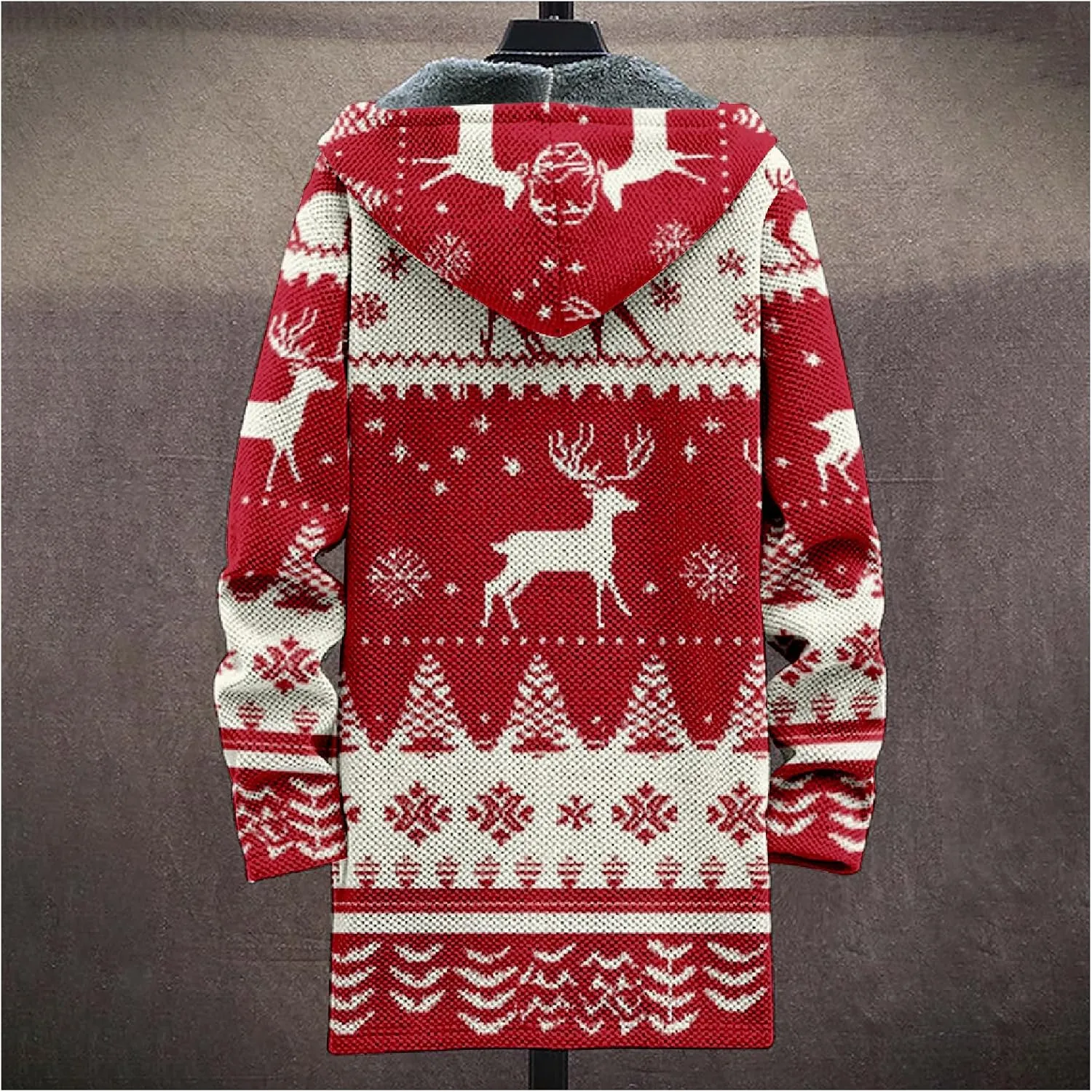 Mens Cardigan Sweater Graphic Long Cool Knitted Hoodies Zip Up with Pockets Fashion Coat Warm Fitted Jacket